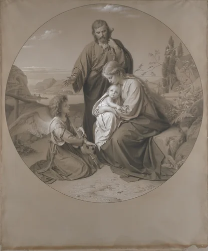 Holy Family by Carl Müller, drawing, 1872
