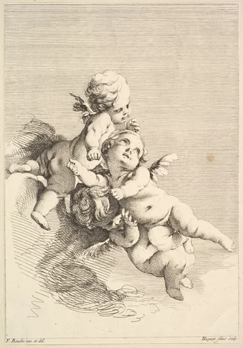 Three Cupids by Jacques Gabriel Huquier, print, 1745-1800