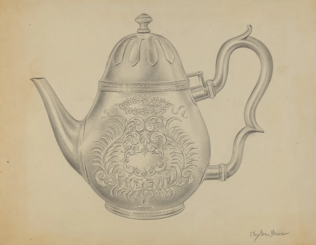 Silver Teapot by Clayton Braun, index of american design, 1936