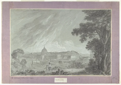 View of St. Peter's and the Vatican from the Janiculum by Richard Wilson, drawing, 1754
