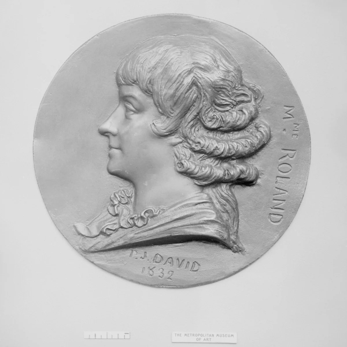 Mme. Roland (Manon Jeanne Philipon) (1754–1793), French literary woman and politician by Pierre-Jean David d'Angers, metalwork, 1800-1899