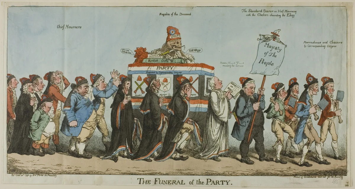 The Funeral of the Party by Charles Williams, print, 1798