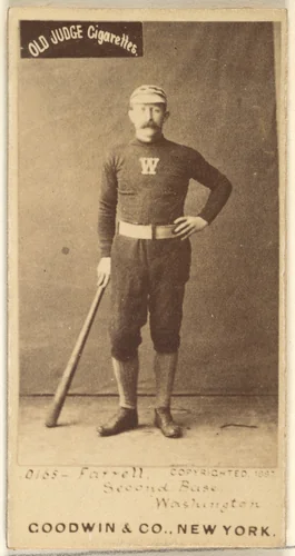John A. "Jack" Farrell, 2nd Base, Washington Nationals, from the Old Judge series (N172) for Old Judge Cigarettes by Goodwin & Company, photograph, 1887