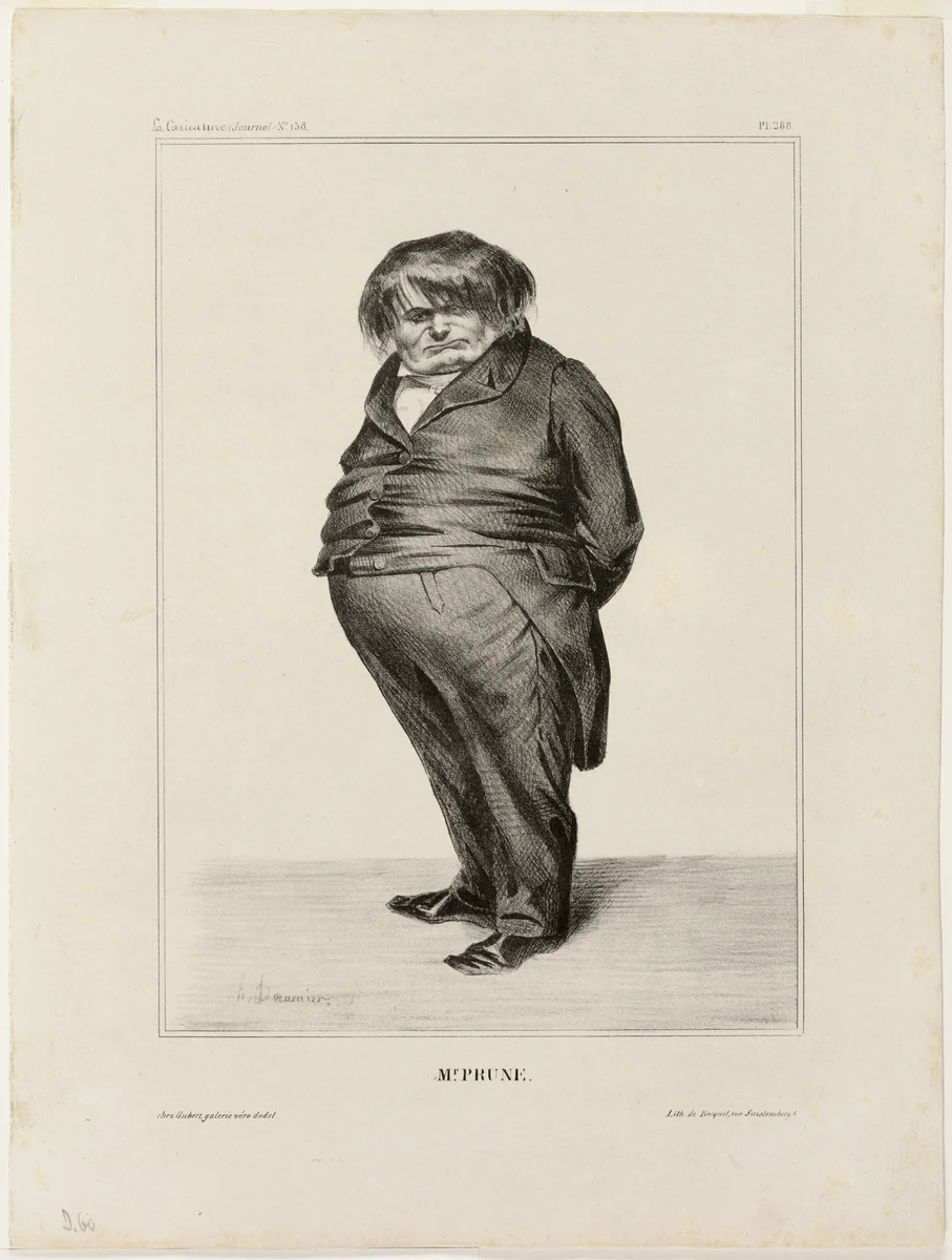 Mr. Prune, plate 288 from Célébrités de la Caricature by Honoré-Victorin Daumier, print, 1833