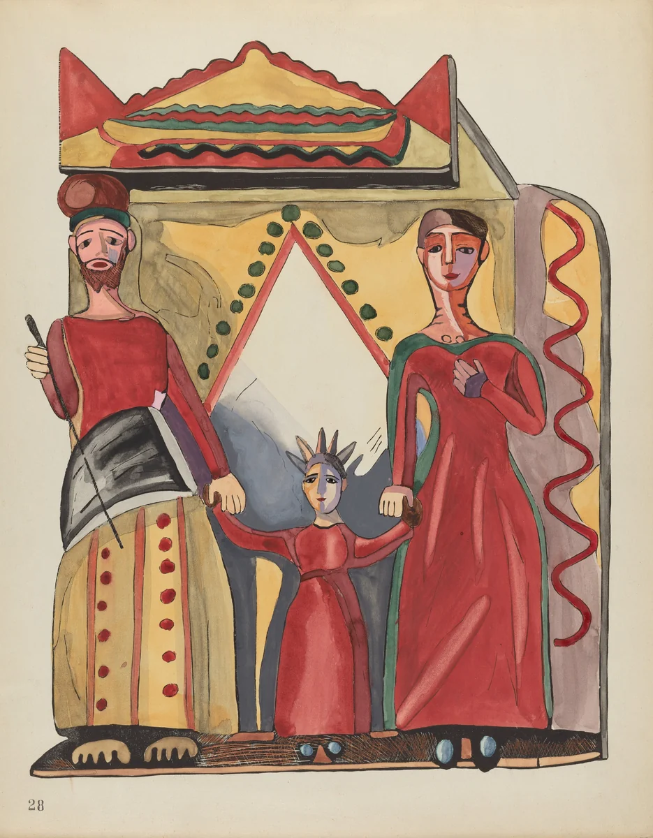 Plate 28: The Holy Family: From Portfolio "Spanish Colonial Designs of New Mexico" by American 20th Century, index of american design, 1935-1942