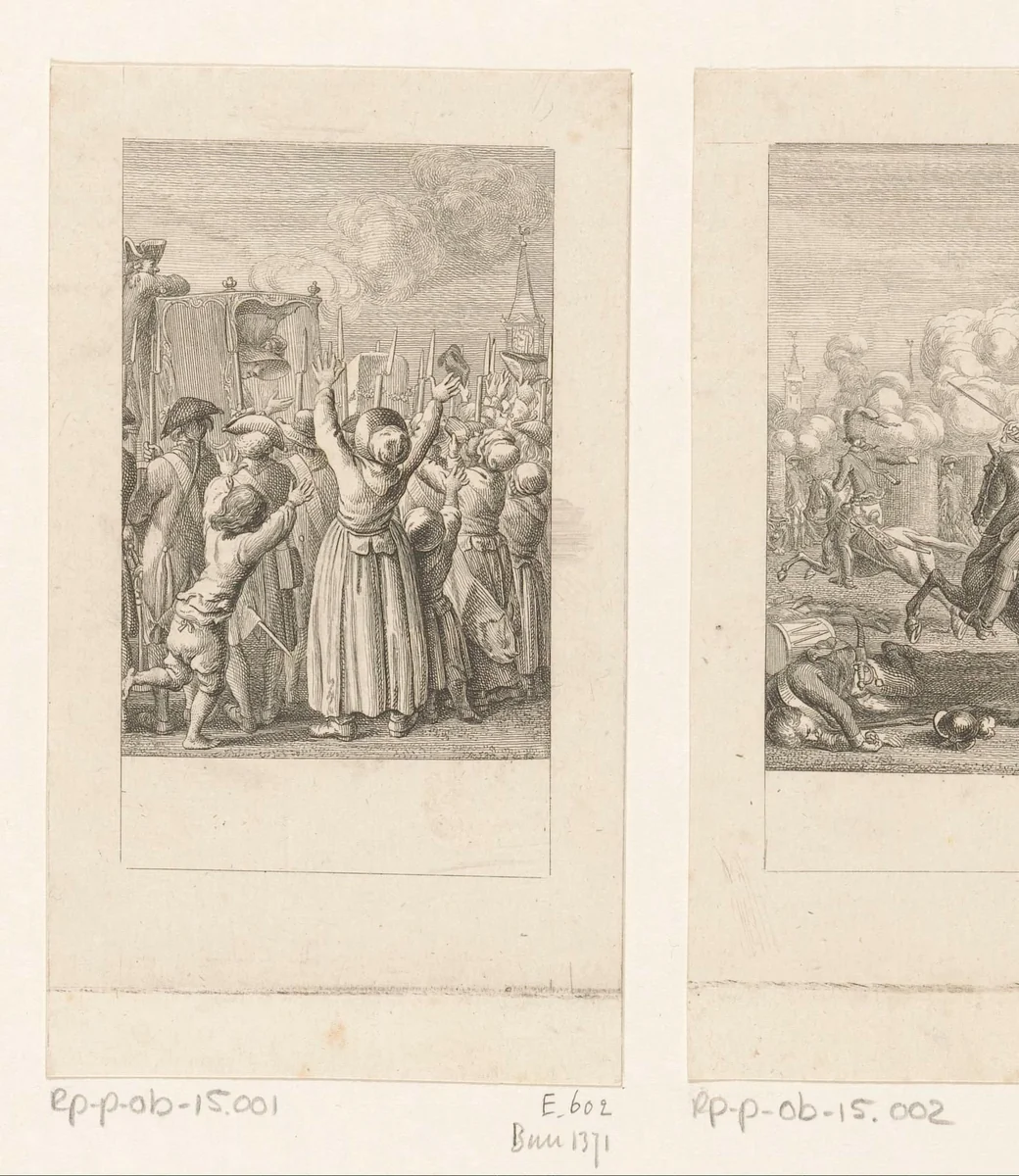 Terugkeer van stadhouder Willem V op 20 september 1787 by Daniel Nikolaus Chodowiecki, print, 1788