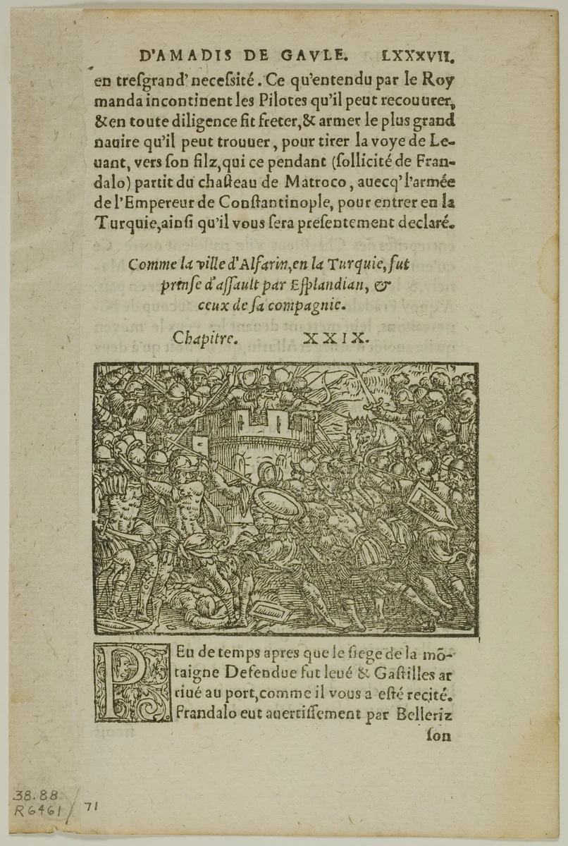 Leaf from Amadis de Gaule, plate 71 from Woodcuts from Books of the XVI Century by Unknown Artist, print, 1560
