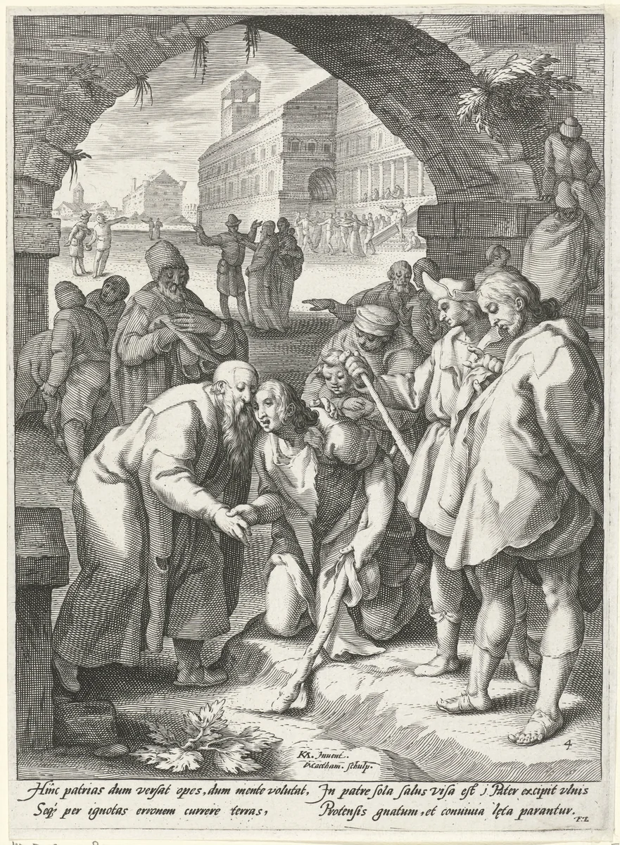 Thuiskomst van de verloren zoon by Unknown, print, 1592