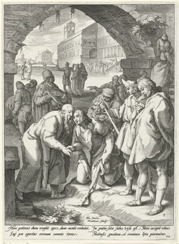 Thuiskomst van de verloren zoon by Unknown, print, 1592
