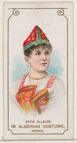 Effie Ellsler in Algerian Costume of Africa, from the set Actors and Actresses, First Series (N70) for Duke brand cigarettes by W. Duke, Sons & Co., print, 1888-1889