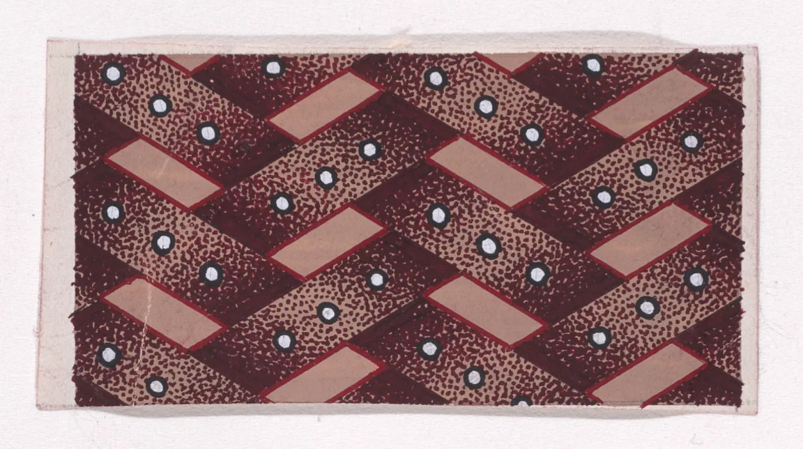 Textile Design with a Basketweave Pattern Decorated with Pearls by anonymous, drawing, 1840