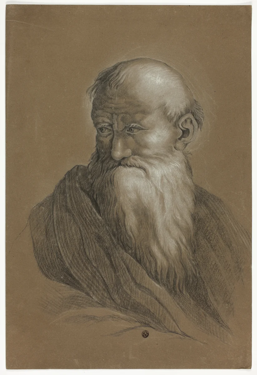 Bust of Bearded Old Man by Unknown Artist, drawing, 1800-1899