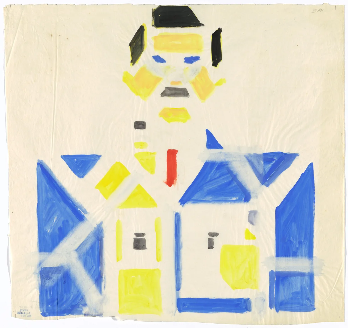 Preliminary design for poster for Delft Salad Oil (Delftsche Slaolie) by Bart van der Leck, drawing, 1919