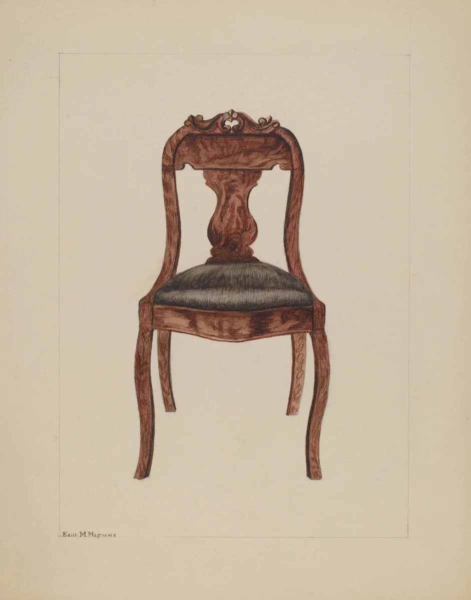Fiddle-back Chair by Edith Magnette, index of american design, 1937