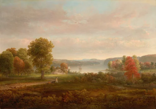 View on the Hudson in Autumn by Thomas Doughty, painting, 1850