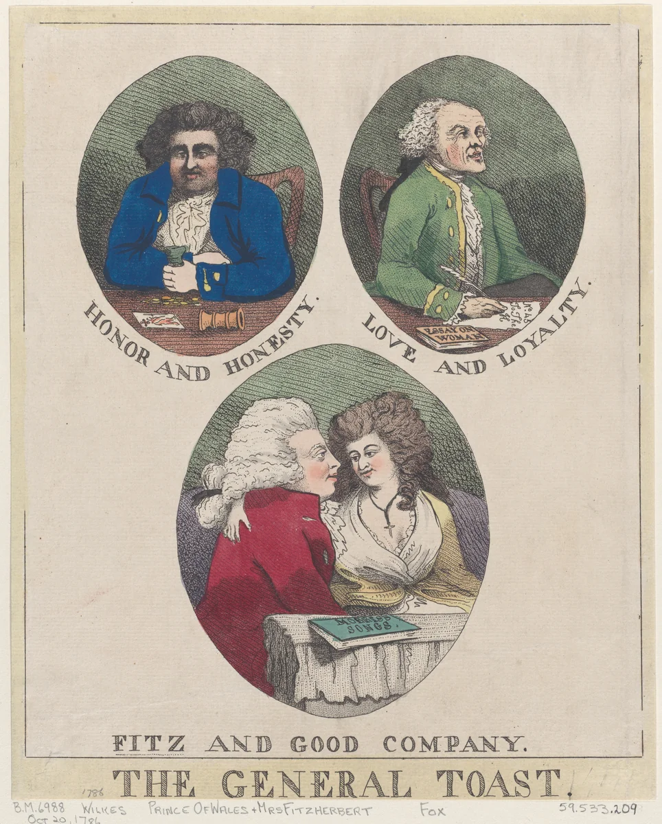 The General Toast: Honor and Honesty, Love and Loyalty, Fitz and Good Company by anonymous, print, 1786