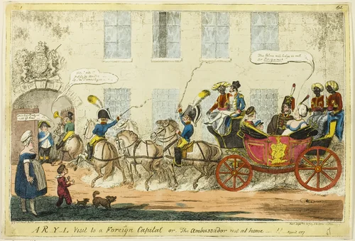 A R-Y-L Visit to a Foreign Capital by George Cruikshank, print, 1817