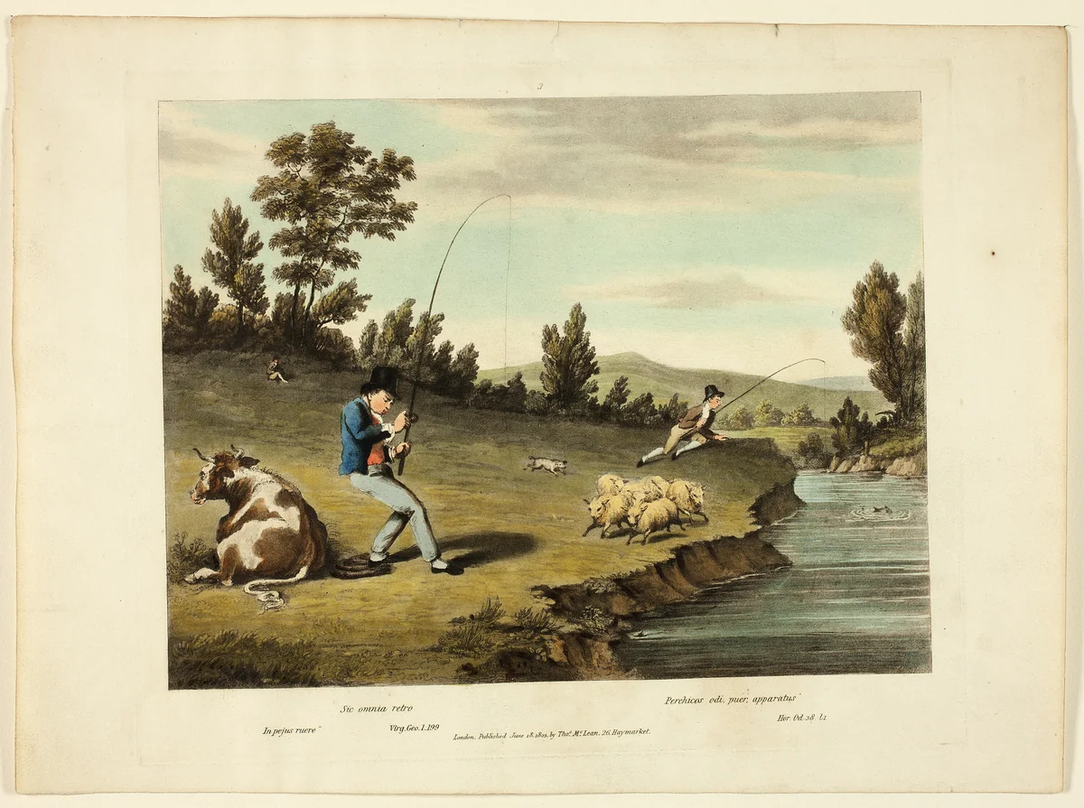 Delights of Fishing by Charles Turner, print, 1823