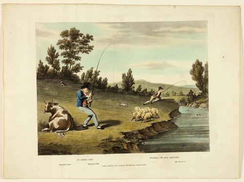 Delights of Fishing by Charles Turner, print, 1823