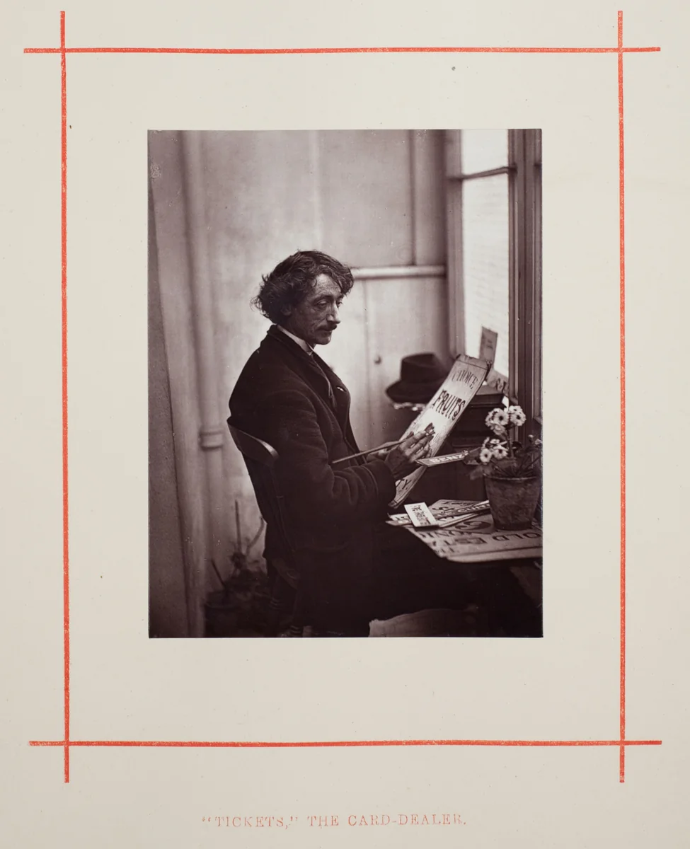 "Tickets" the Card-Dealer by John Thomson, photograph, 1877