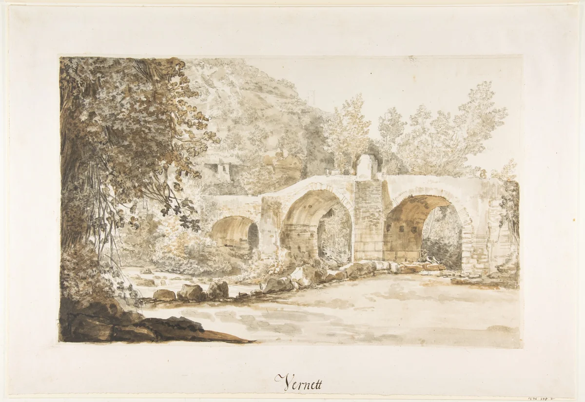 The Ponte Acquoria by Joseph Vernet, drawing, 1725-1789