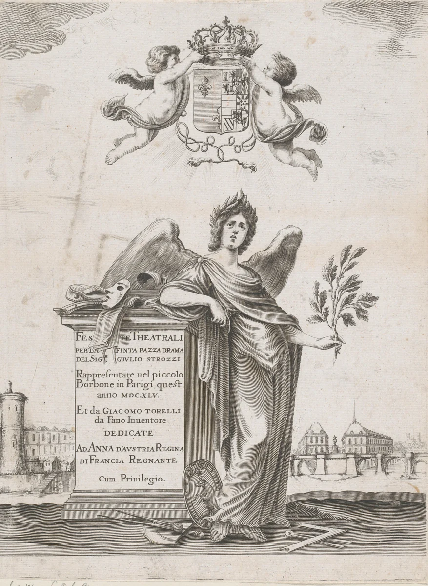 Gevleugelde vrouw in toga by Stefano della Bella, print, 1645