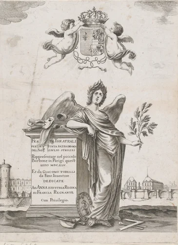Gevleugelde vrouw in toga by Stefano della Bella, print, 1645