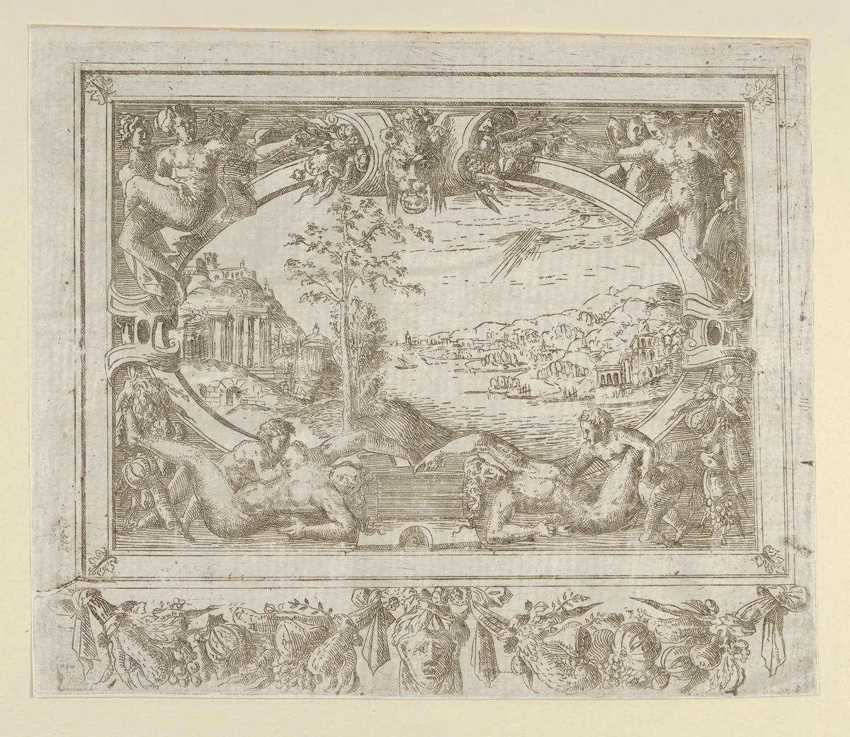 Landscape in a Frame by anonymous, print, 1537-1550