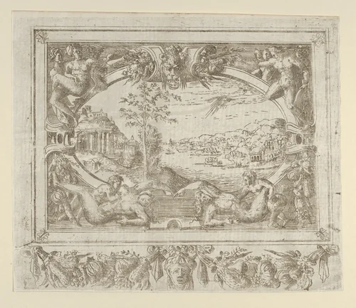 Landscape in a Frame by anonymous, print, 1537-1550