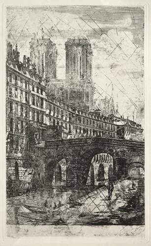 Etchings of Paris: The Little Bridge by Charles Meryon, print, 1850