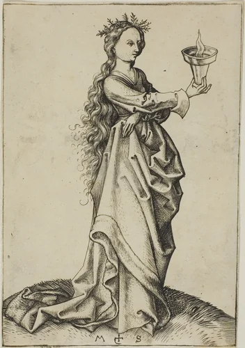 The Third Wise Virgin by Martin Schongauer, print, 1480-1491