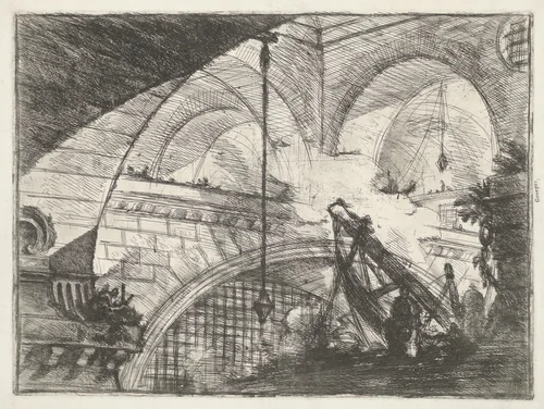 Kerker met hijsinstallatie by Giovanni Battista Piranesi, print, 1749-1750