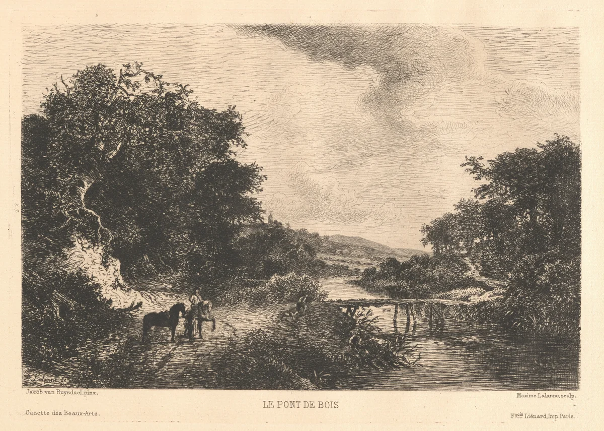 Le Pont de Bois by Maxime Lalanne, Jacob van Ruisdael, print, 1873