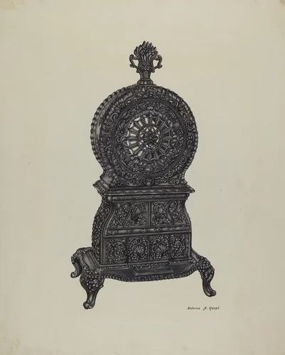 Cast Iron Heater Stove by Dolores A. Haupt, index of american design, 1940