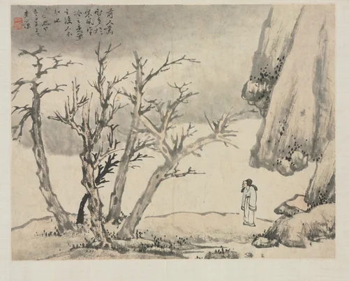 Landscape Album in Various Styles: Snowy Landscape by Zha Shibiao, painting, 1684