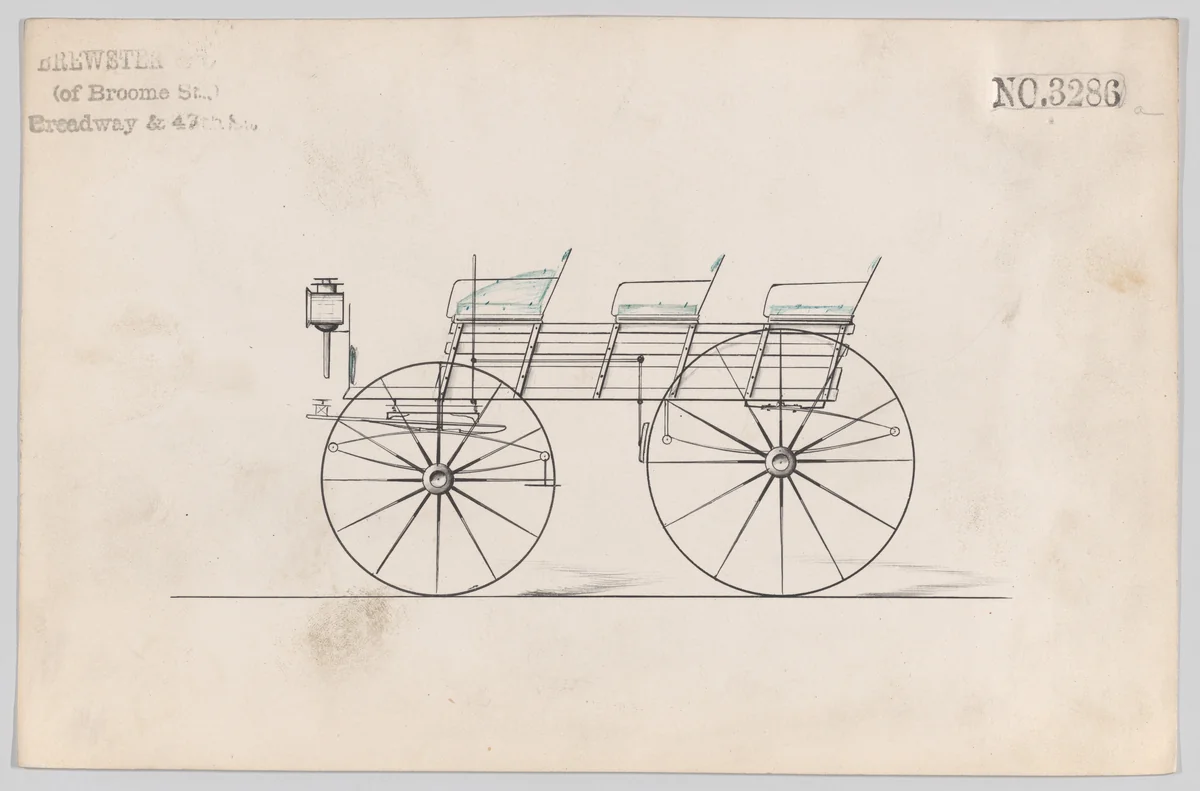 Slat Side Phaeton #3286a by Brewster & Co., drawing, 1876
