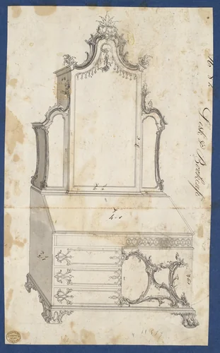 Desk and Bookcase, from Chippendale Drawings, Vol. II by Thomas Chippendale, drawing, 1753