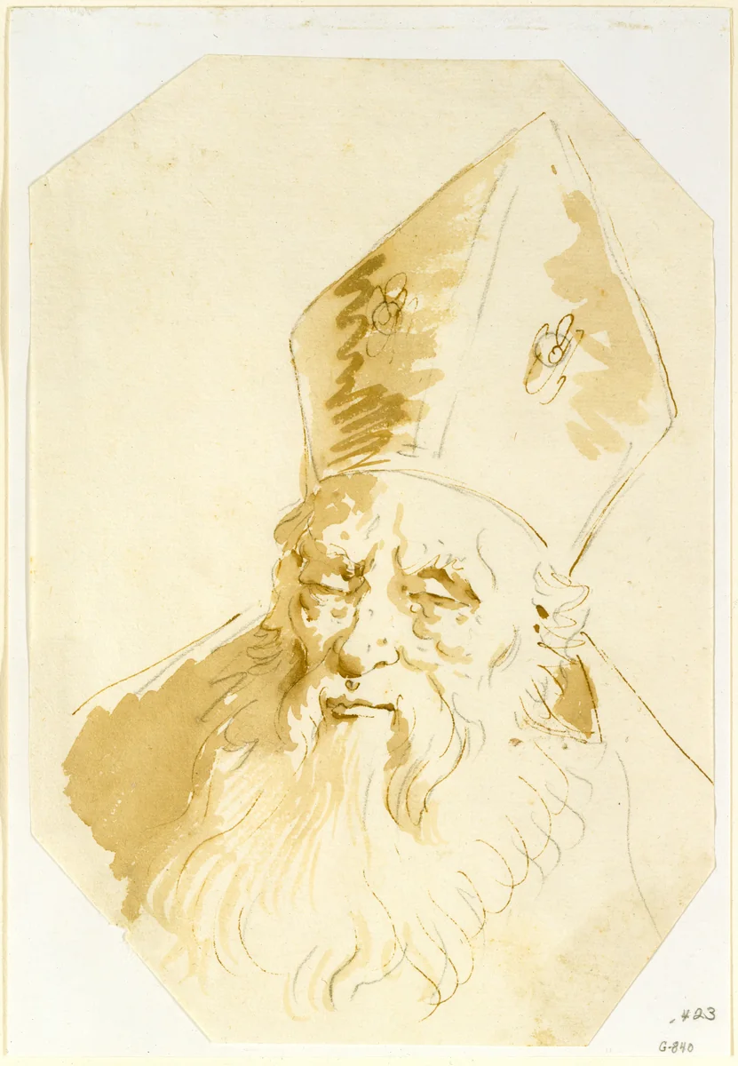 Head of a Bishop by Giovanni Battista Tiepolo, drawing, 1739-1760