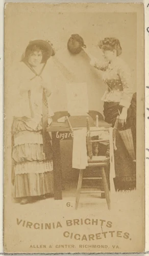 Card 6, from the series, Cigarette Making Girls (N46) for Virginia Brights Cigarettes by Allen & Ginter, photograph, 1888