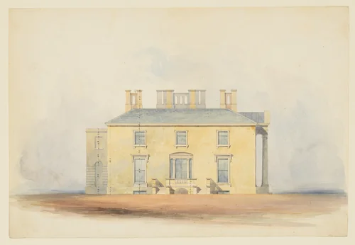Design for a Classical Country House, Side Elevation by anonymous, drawing, 1800-1830