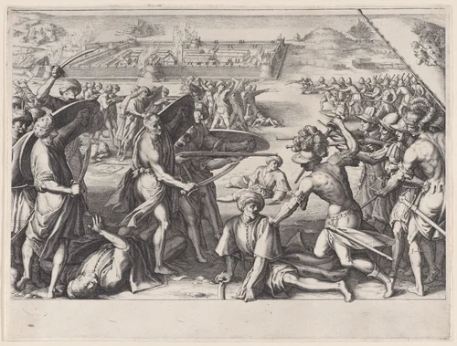 Attaque des Forts Avancés de Bone (Attack of the Strong Advances of Bone), from "La Vie de Ferdinand Ier de Médicis série appelée aussi Les Batailles des Médicis" (The Life of Ferdinand I de'Medici also called The Medici Battles) by Jacques Callot, print, 1614-1620