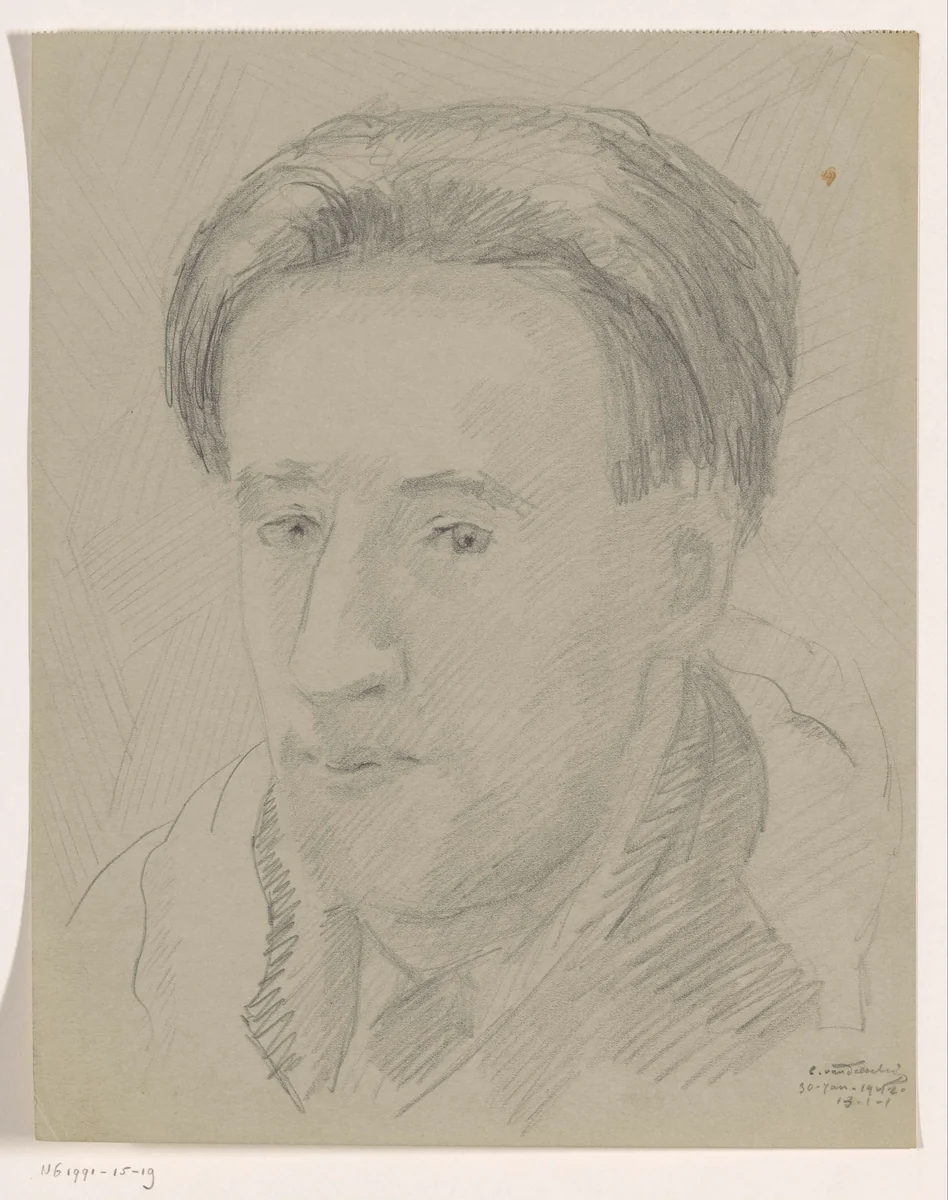 Zelfportret: B-1-1, 30 januari by Cor van Teeseling, drawing, 1942