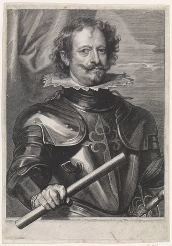 Portret van Diego Felipez de Guzmán, markies van Leganés by Paulus Pontius, print, 1616-1657