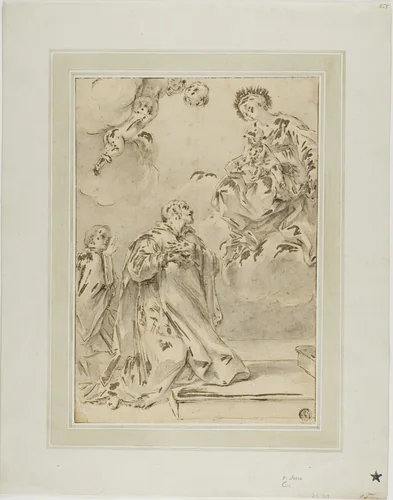 Madonna and Child Appearing to Male Saint by Carlo Maratti, drawing, 1600-1699