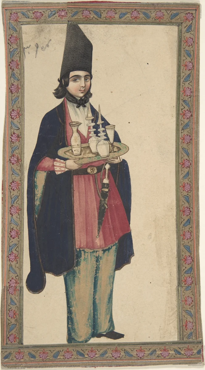 Persian Woman or Man Holding a Tray by anonymous, drawing, 1800-1900