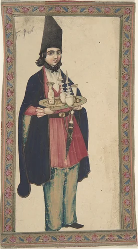 Persian Woman or Man Holding a Tray by anonymous, drawing, 1800-1900