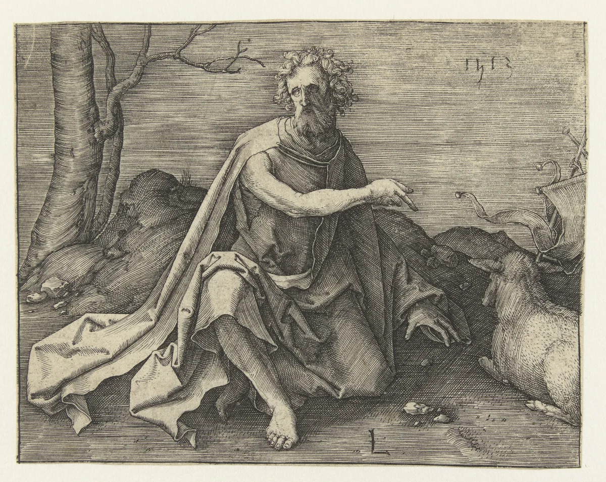 Johannes de Doper in de woestijn by Unknown, print, 1513