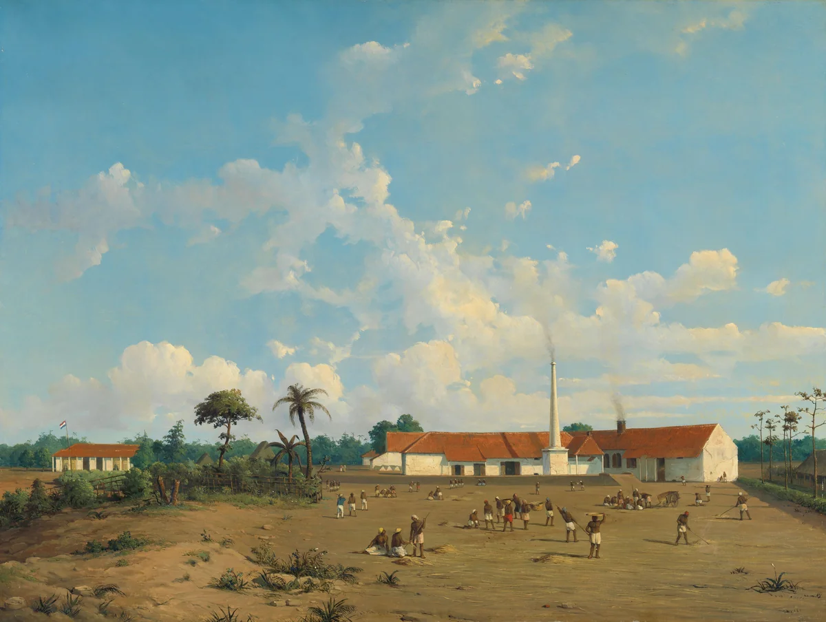 The Kemanglen Sugar Factory near Tegal on Java by Abraham Salm, painting, 1870-1875