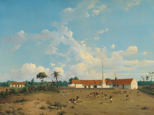 The Kemanglen Sugar Factory near Tegal on Java by Abraham Salm, painting, 1870-1875