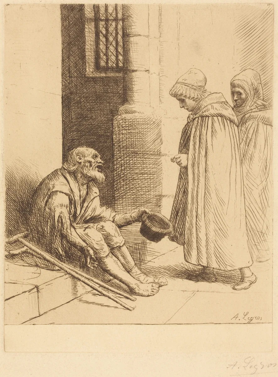 Charity (La charite) by Alphonse Legros, print, 1837-1911